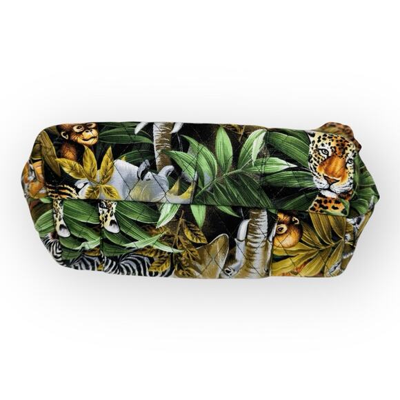 Vintage Quilted Jungle Animal Print Mini Tote Shoulder Crossbody Bag - Picture 7 of 11